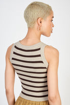 Beige and brown horizontal stripe knit tank_2