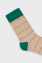 Beige and green vertical stripe socks_2