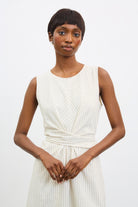 Beige and ivory twist tie waist dress_3