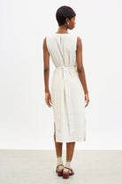 Beige and ivory twist tie waist dress_2