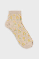 Beige and orange floral bouquet socks_1