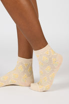 Beige and orange floral bouquet socks_6