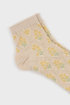 Beige and orange floral bouquet socks_2