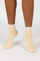 Beige and orange floral bouquet socks_5