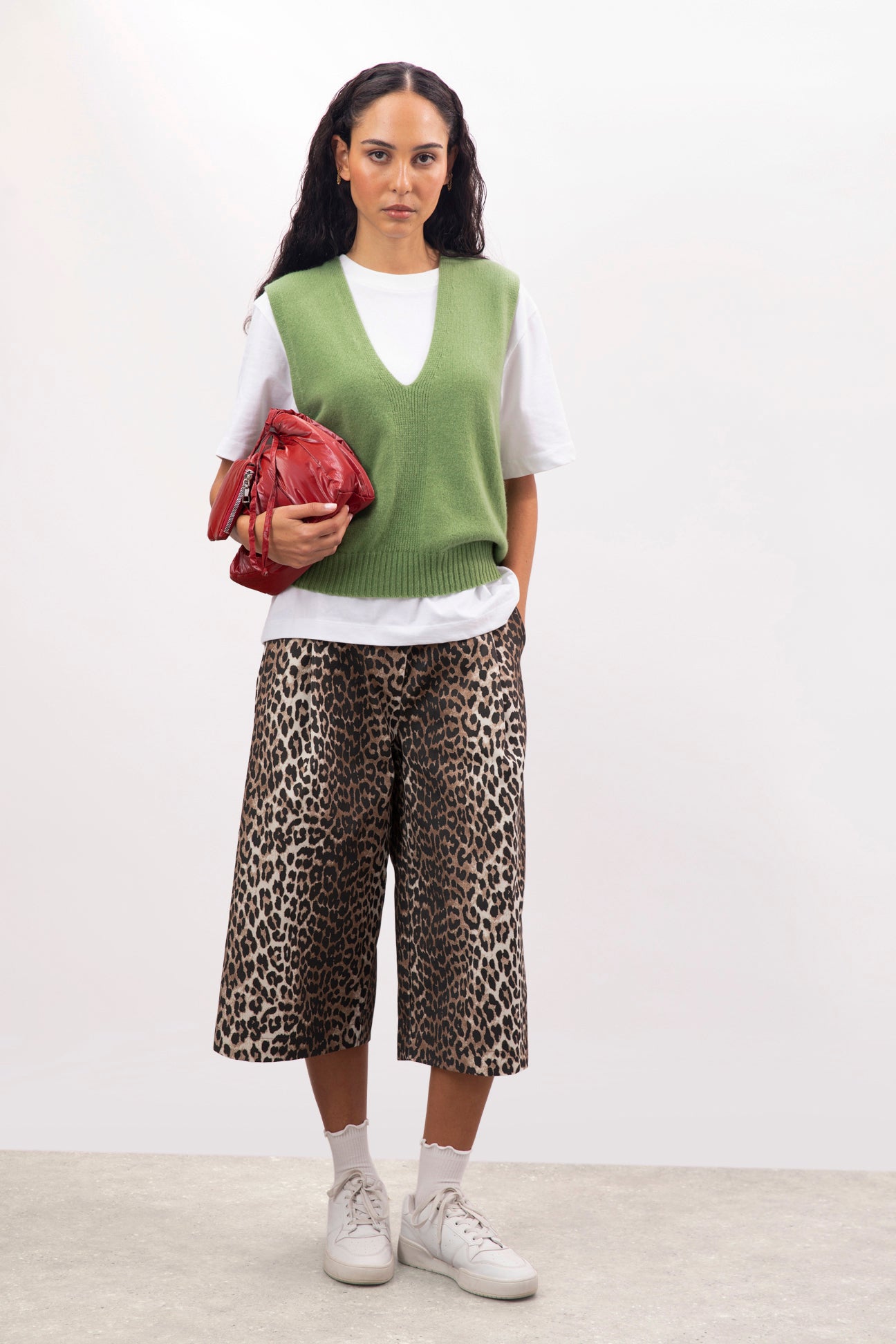 Beige bold leopard print culottes_4
