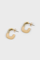 Beige enamel dipped gold square mini hoop earrings_1
