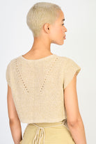 Beige open tie back sleeveless knit top_2