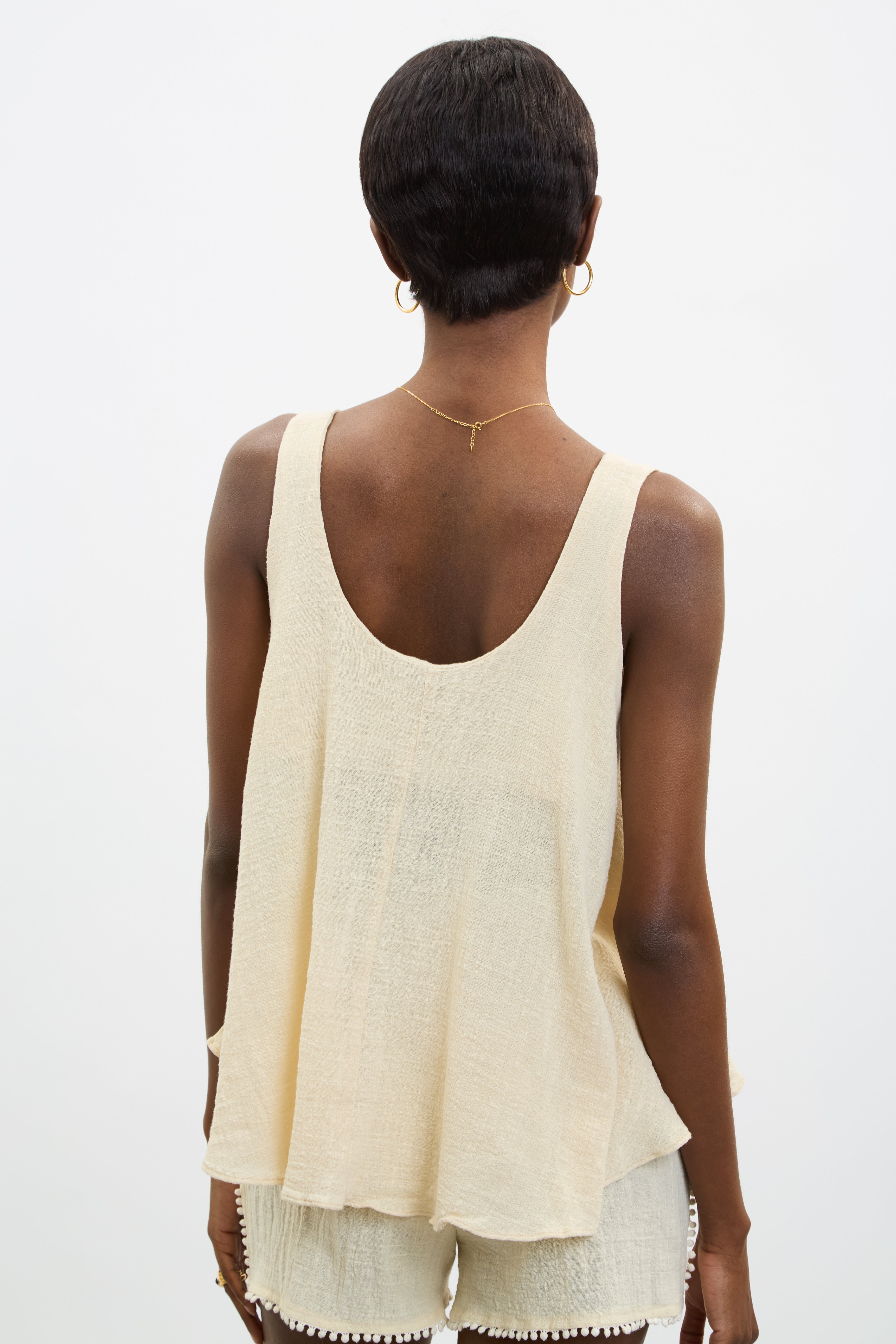 Beige pure cotton flare tank_2