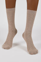 Beige rainbow fleck scrunch stretch socks_2