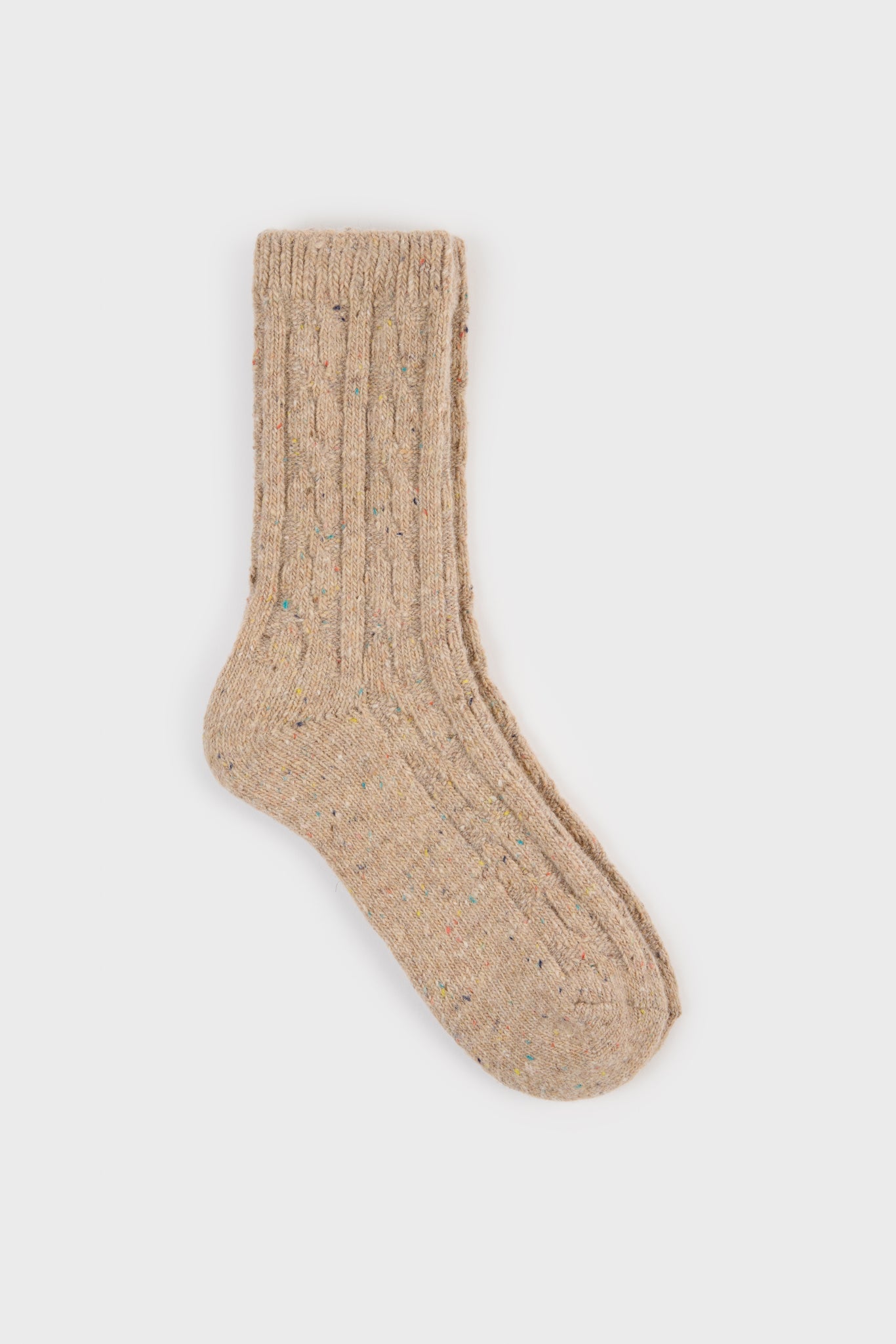 Beige rainbow fleck thick socks_1