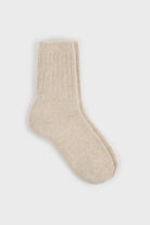 Beige ribbed angora long socks_1
