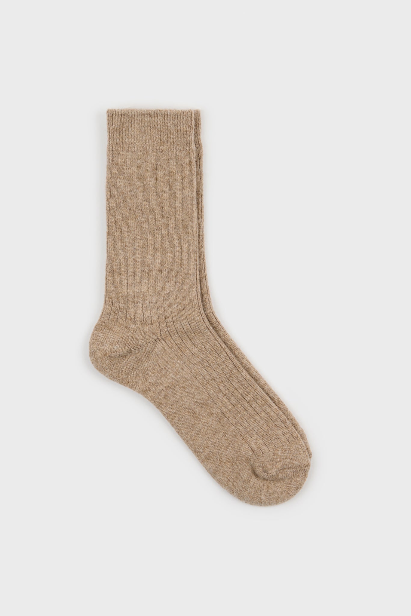 Beige ribbed cashmere wool blend socks_1