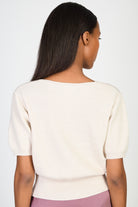 Beige ribbed short sleeved cardigan_2