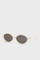 Beige slim oval frame sunglasses_2