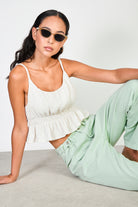 Beige textured crinkle tiered tank_5