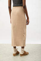 Beige textured midi skirt_2