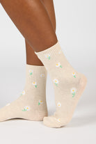 Beige tiny daisy socks_3