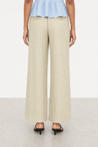Beige single pleat straight leg trousers_2