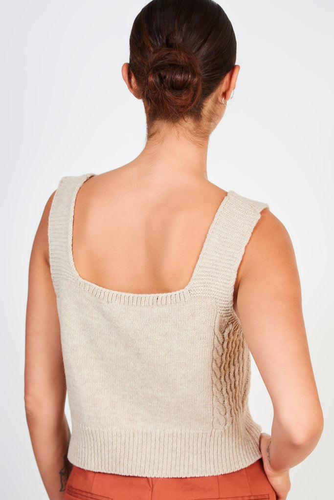 Beige cableknit thick strap tank_2
