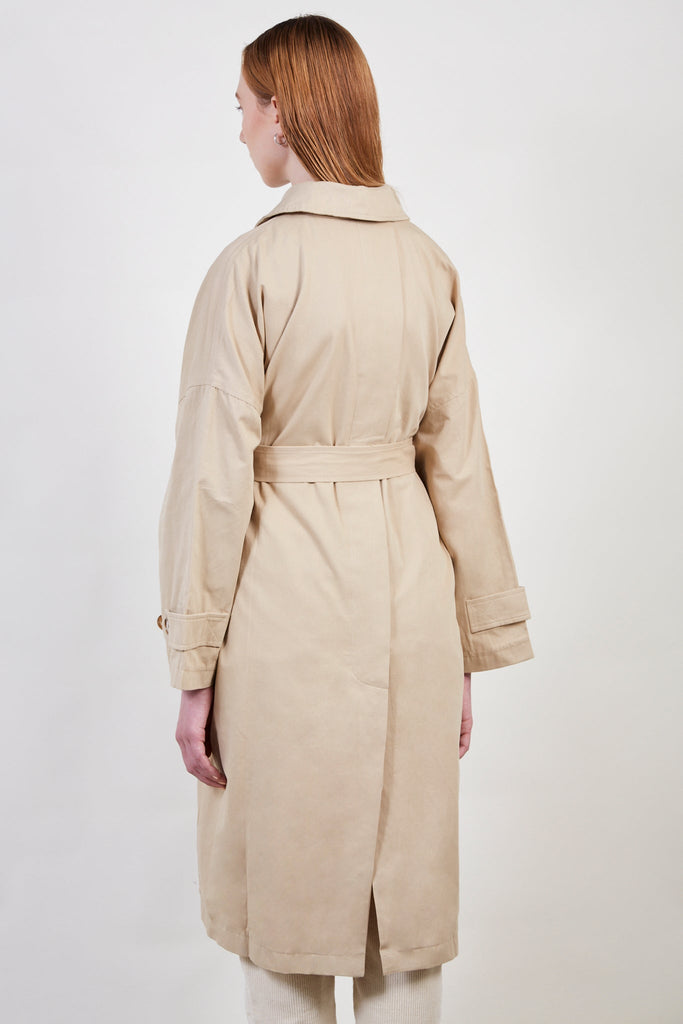 Beige concealed back button trench coat_10