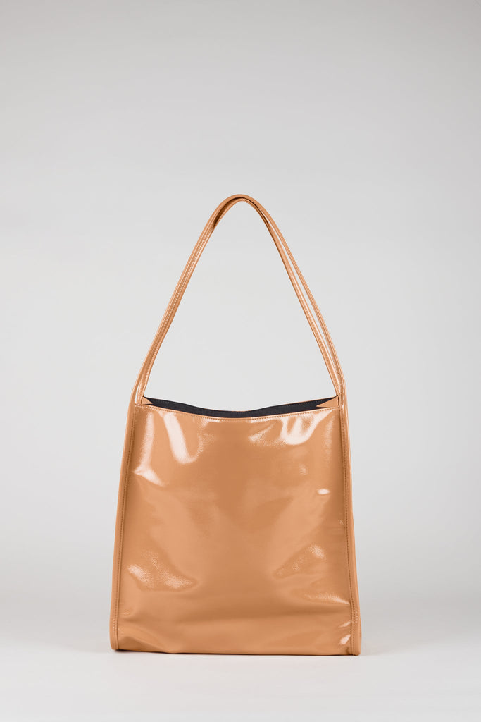 Camel high shine PVC tote bag_2