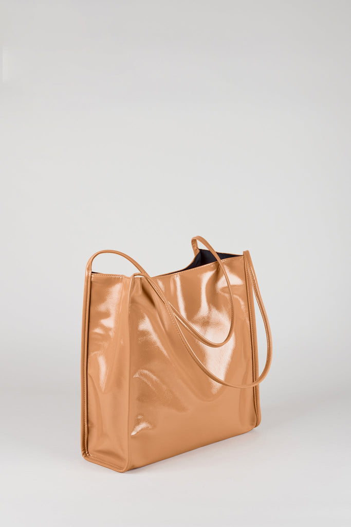 Camel high shine PVC tote bag_1