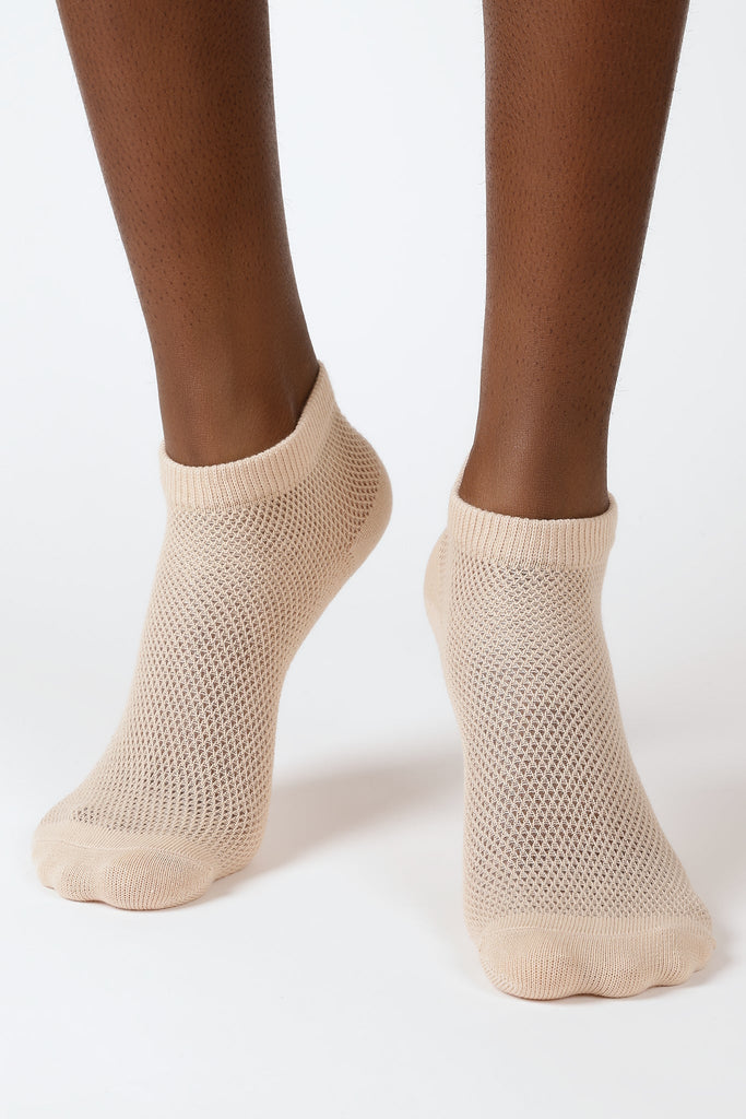 Beige mesh ankle socks_4