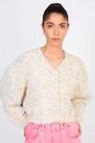 Beige rainbow fleck knit cardigan_1