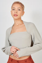 Beige ribbed knit double button draped jumper_2