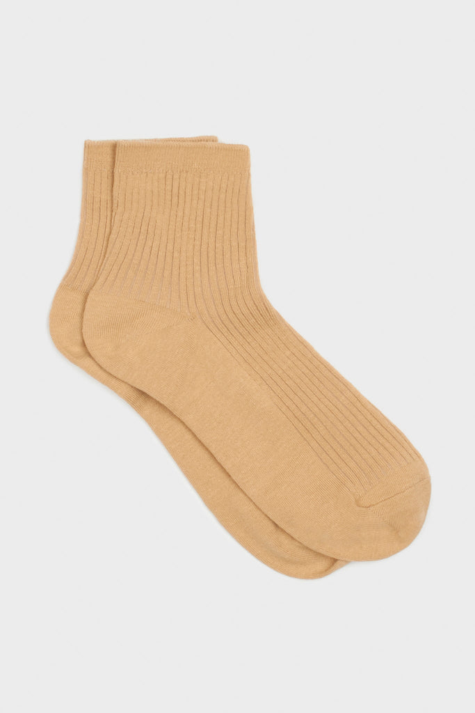 Beige short cotton blend socks_3