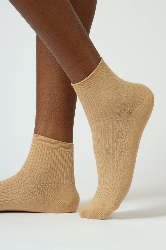 Beige short cotton blend socks_1