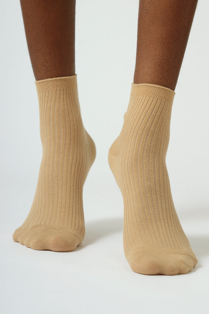 Beige short cotton blend socks_2