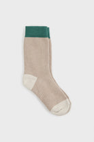 Beige smooth tricolour block socks_2