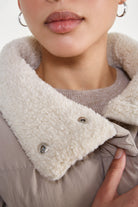 Beige teddy collar puffer jacket_5