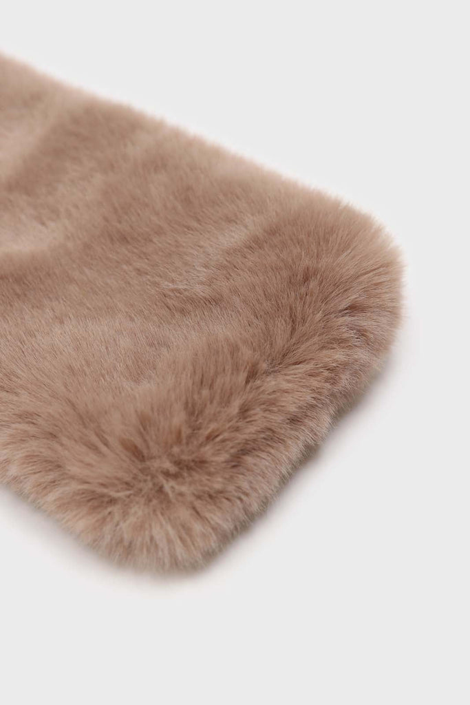 Beige thick faux fur tuck scarf_2