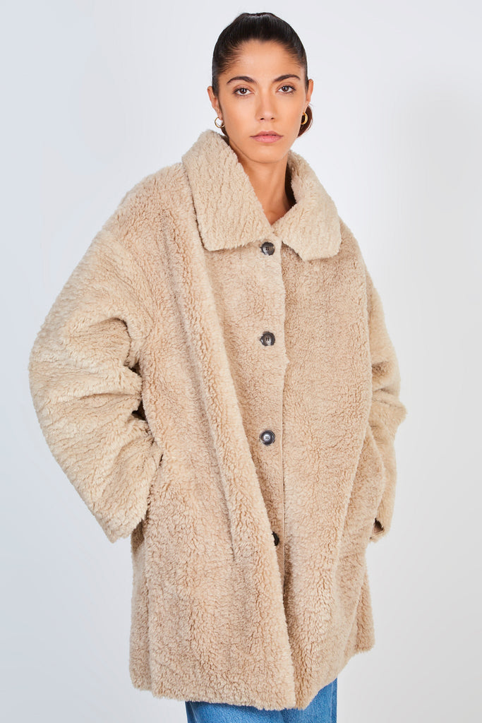 Beige thick fuzzy coat_2
