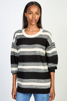 Black and cream fade in horizontal striped jumper_1