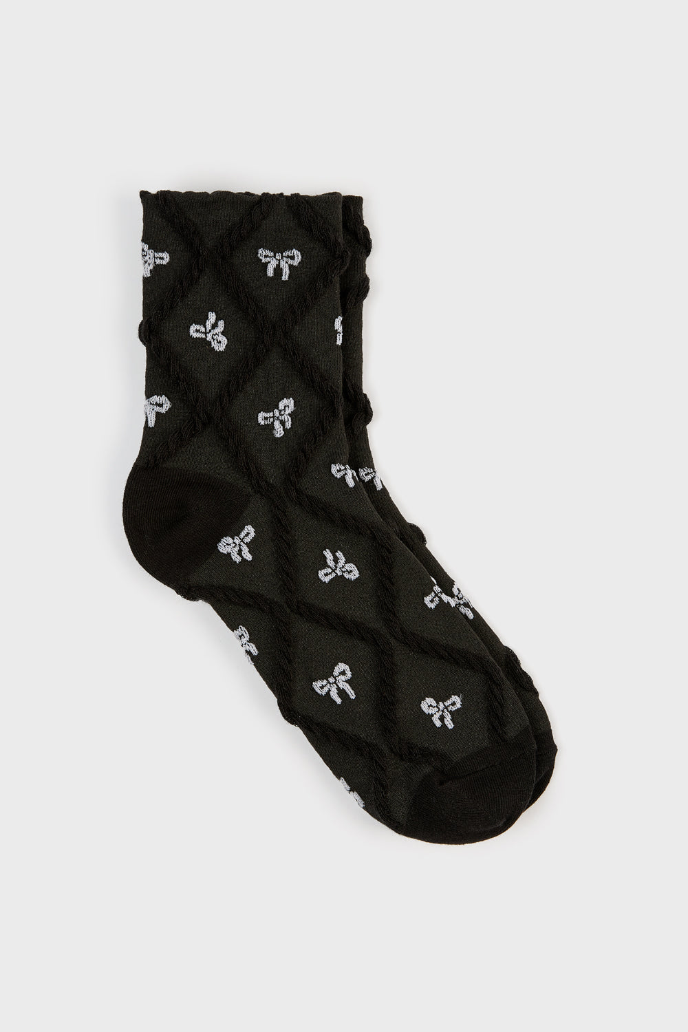 Tiny bow diamond texture socks - Set of 3