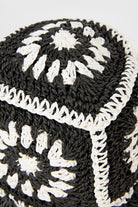 Black and ivory crochet straw bucket hat_2