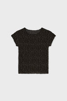 Black and ivory flecked scrunched tee_1