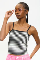 Black and ivory horizontal stripe strappy tank_1