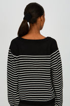Black and ivory striped V neck jumper_3