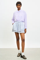 Black and ivory striped frilly bloomer shorts_4