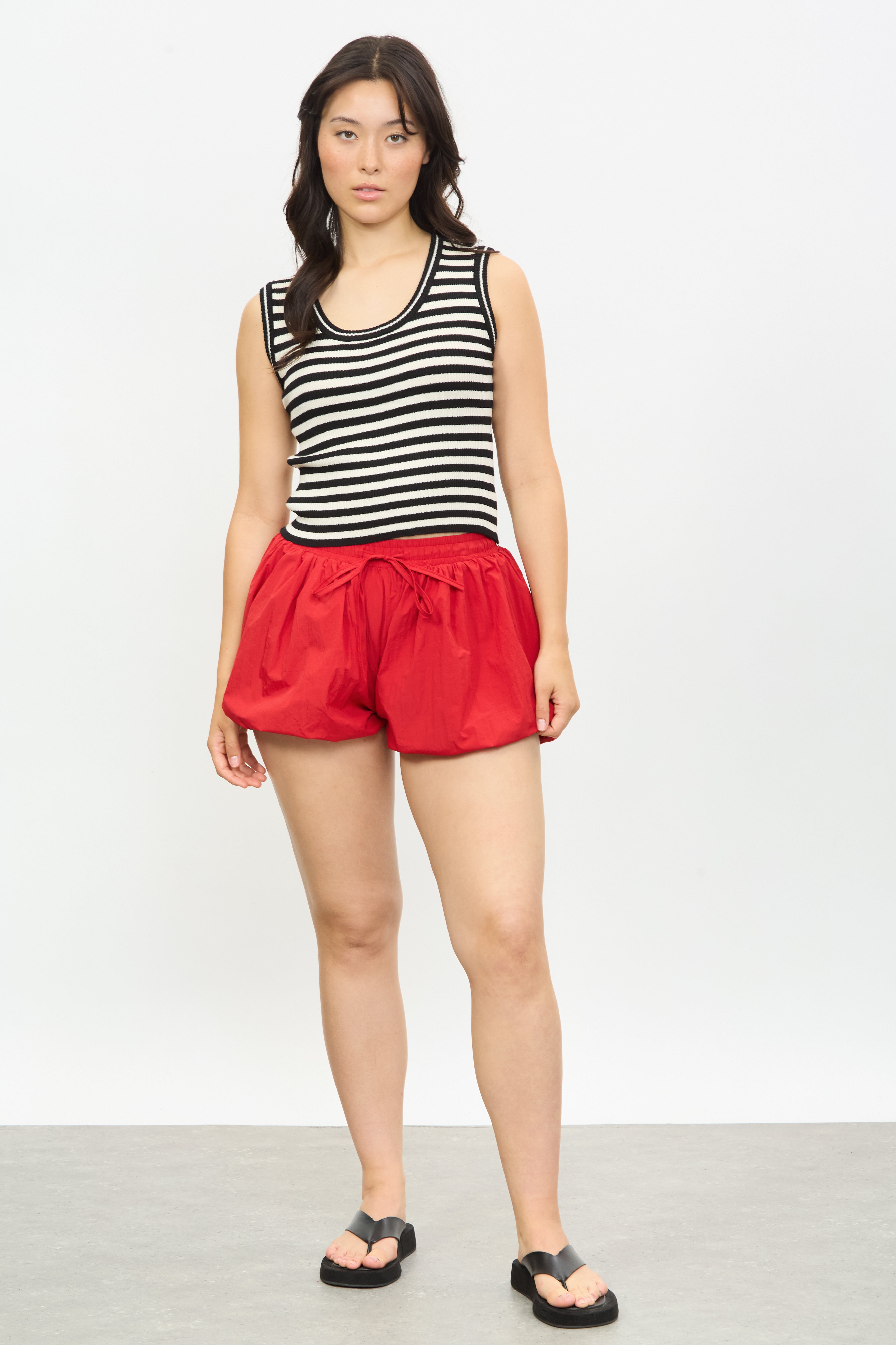 Black and ivory striped scoop neck knit tank_4