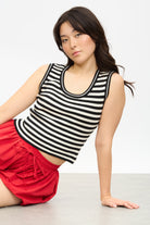Black and ivory striped scoop neck knit tank_5