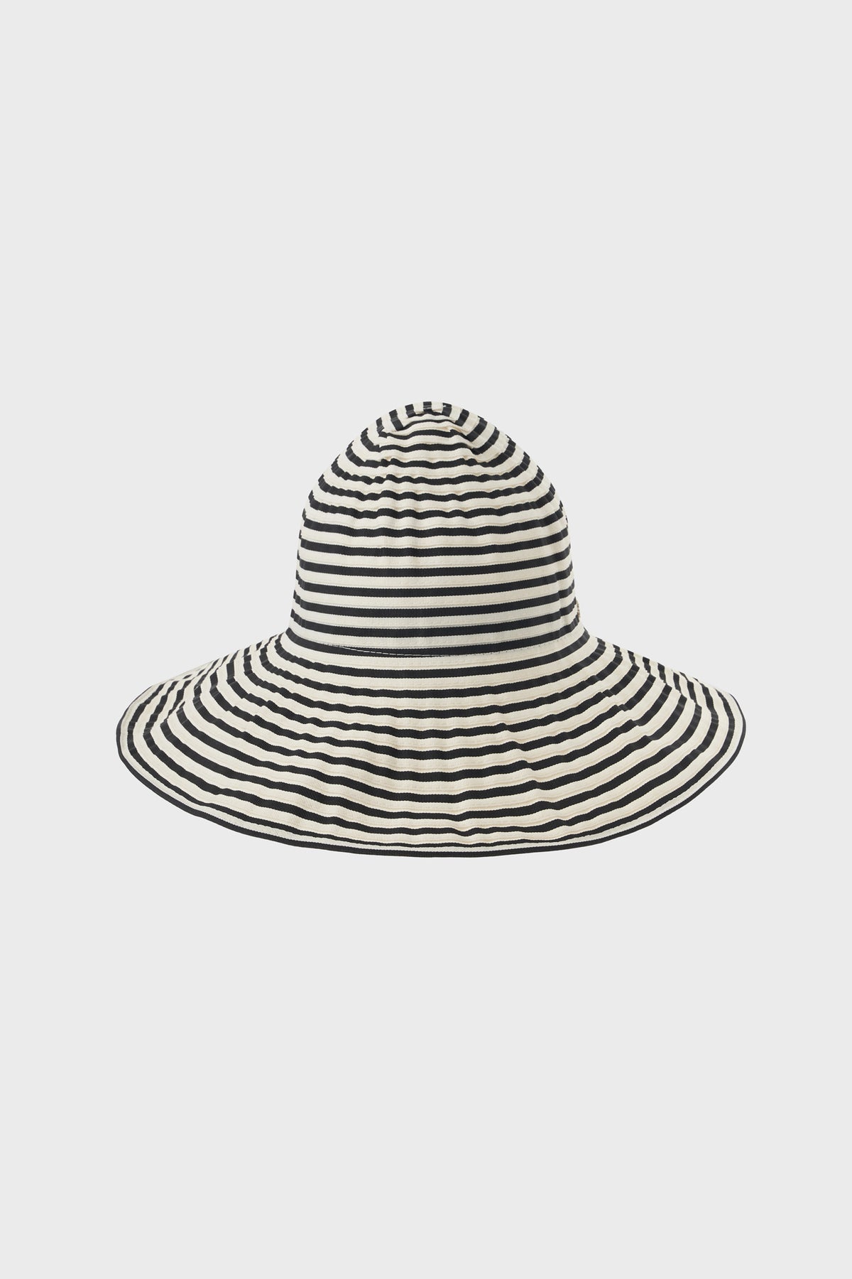 Black and ivory striped wide brim sun hat_2