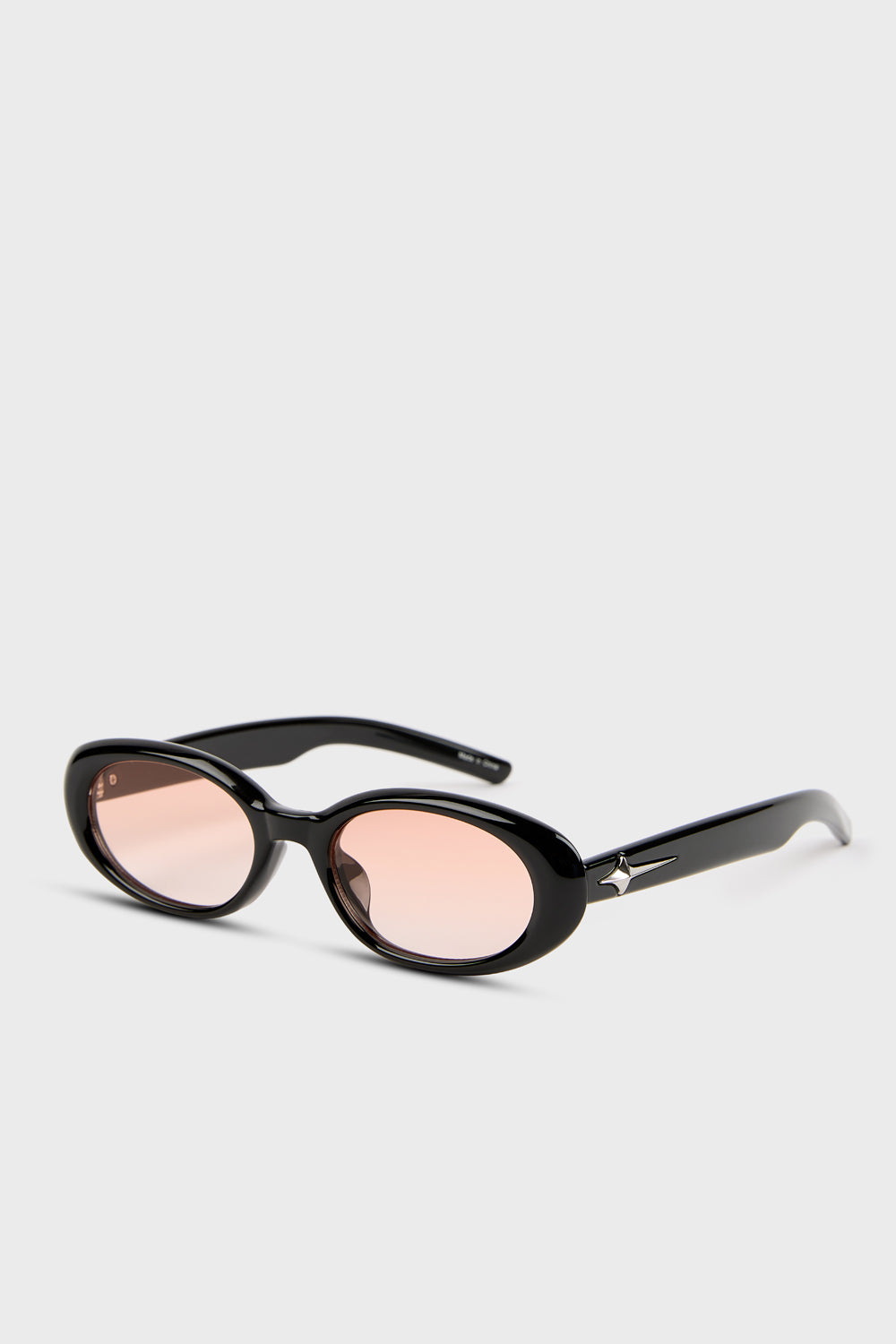 Black and pink lens slim wide frame sunglasses_2