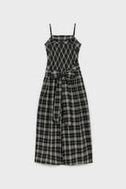Black and white checked strappy tie back dress_2