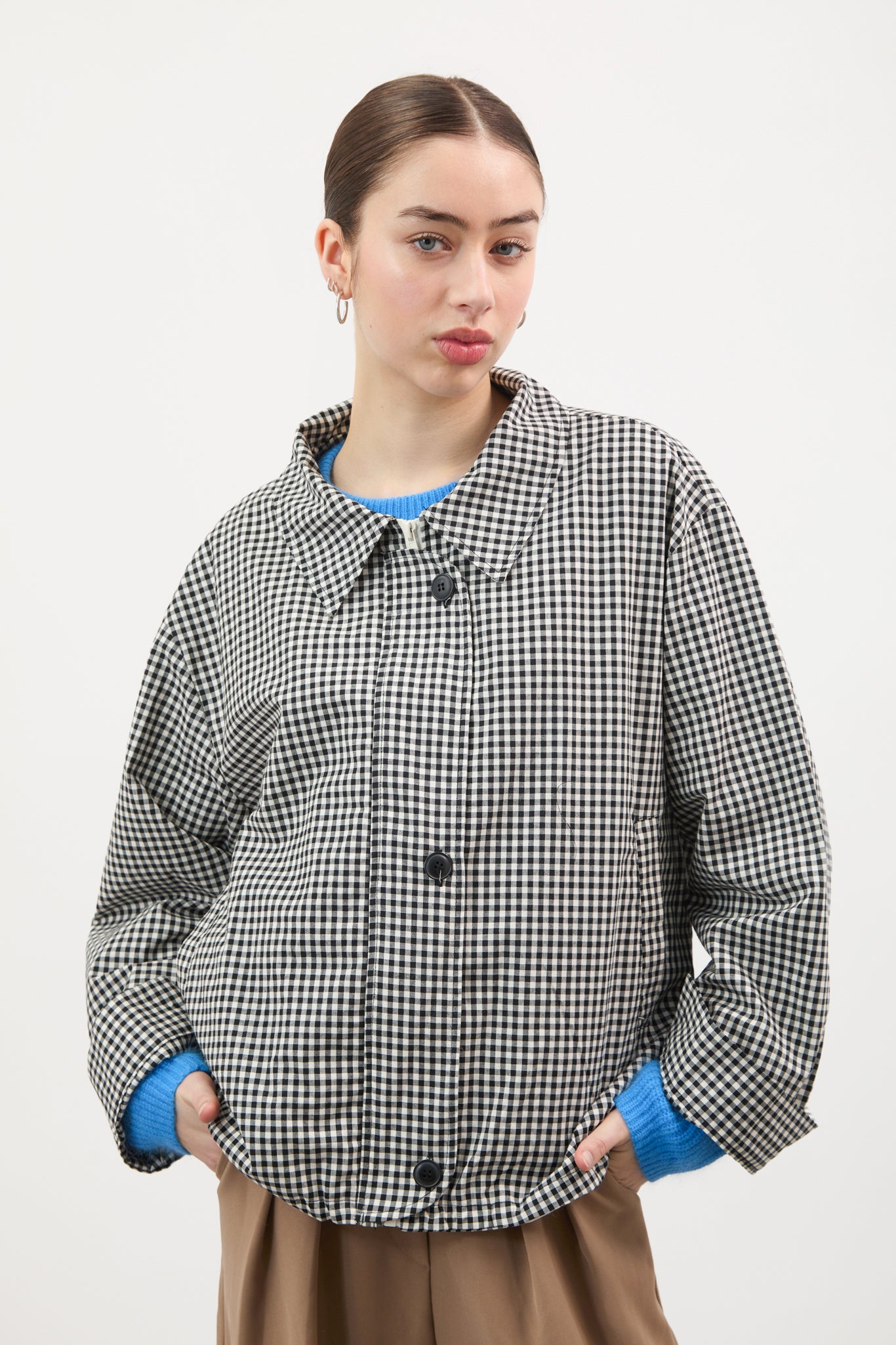 Black and white gingham collared jacket_1