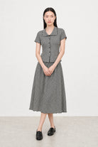 Black and white gingham lettuce trim pencil skirt_4